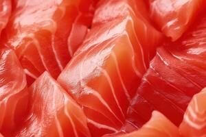 Close up of red salmon fillets photo