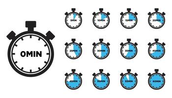Set of icons Timer in minutes. Timer and stopwatch icons. Countdown timer collection. Clock arrows. vector