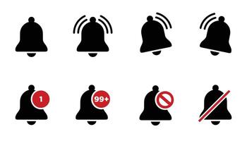 Notification bell icon set. Alarm symbol. Ringing bells reminder icon , incoming inbox message sign vector