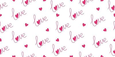 Seamless pattern with the inscription love. Fashionable minimalist illustration. Drawing in one line vector