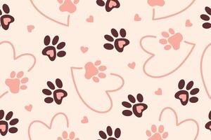 Seamless pattern with the image of a silhouette of a pet's paw. Abstract wallpaper with the image of an animal paw, design, decor for fabric, packaging, accessories. vector