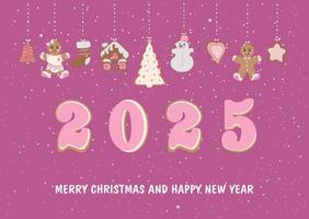 Happy New Year 2025 Number Design. Design template for brochure, card, banner, postcard. vector