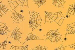 Seamless pattern Halloween spider web with spider. Frame, background for decoration. Handmade. illustration. vector