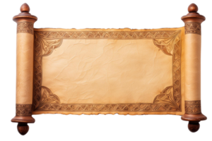 Old paper scroll isolate on transparent background. png