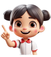 3D animation of child isolate on transparent background. png