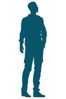 Silhouette of man standing in front of white background vector
