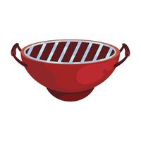 A red bowl with a grill on it vector