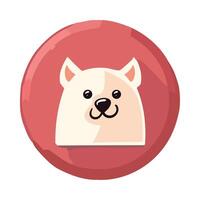 A cute dog icon on a red button vector
