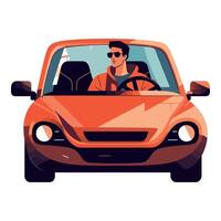 A man driving a car on a white background vector