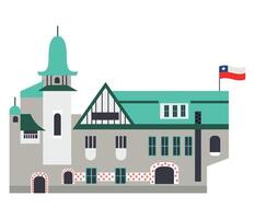 A cartoon illustration of a building with a flag on top vector