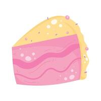 A slice of cake with pink icing and sprinkles vector
