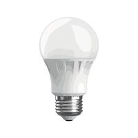 A light bulb is shown on a white background vector