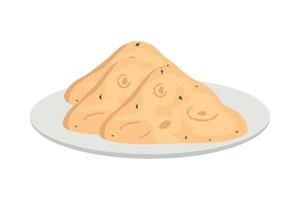 A plate of food with two pieces of bread on it vector