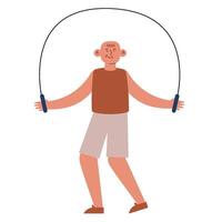 An illustration of a man with a skipping rope vector