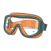 An orange and green goggles on a white background vector