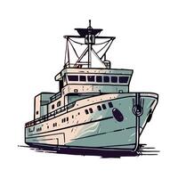 A drawing of a boat on a white background vector