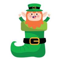 A leprechaun is sitting in a green sock vector