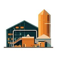 An illustration of a factory with a silo vector