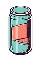 A can of soda with a red stripe on the side vector