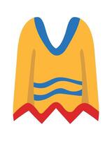 A yellow sweater with blue and red trim vector