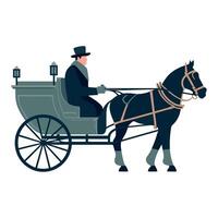 An illustration of a man in a carriage with a horse vector