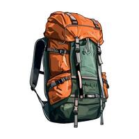 An orange and green backpack on a white background vector