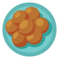 A plate with a bunch of orange balls on it vector