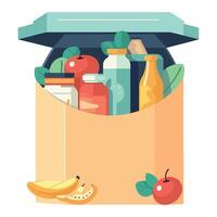 A box with food and drinks inside vector