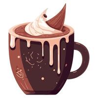 Hot chocolate with whipped cream illustration vector