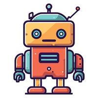 A cartoon robot with a blue and orange color scheme vector