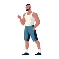 A man in shorts and a tank top is standing vector