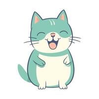 A cartoon cat with its mouth open and its eyes closed vector