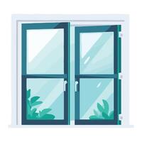 An open window with plants inside vector