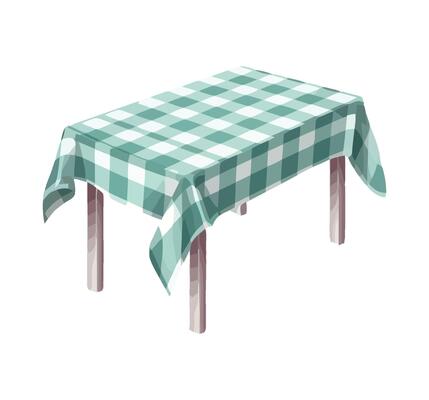 Tablecloth with green and white checkered pattern