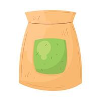 A bag of green tea with a green lid vector