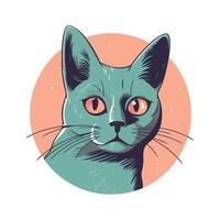 A cat with bright red eyes is in a circle vector