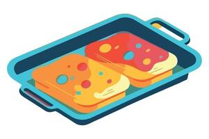 A tray with two slices of bread in it vector