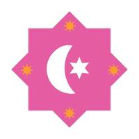 A pink star and crescent with stars on it vector