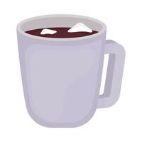 A cup of hot chocolate with ice cubes in it vector