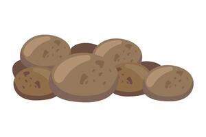 A pile of brown cookies on a white background vector