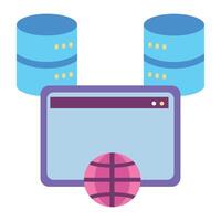 A computer with a ball on top of it and two servers vector