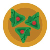 A plate with three pieces of pizza vector