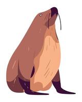 A sea lion sitting on its back with its mouth open vector
