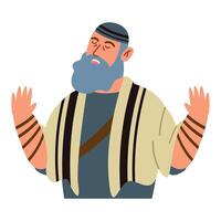 An illustration of a jewish man with a beard and a long beard vector