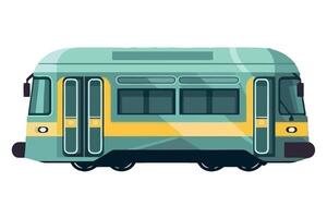 A train on a white background with a yellow stripe vector