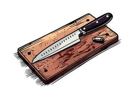 A knife on a cutting board with a knife on it vector