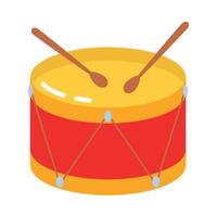 A drum with two sticks on it vector