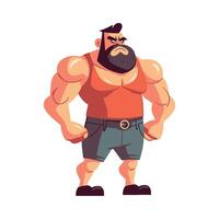 A cartoon man with a beard and a big chest vector