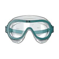 A pair of goggles with a white lens and blue frame vector