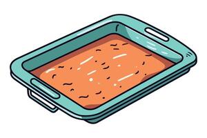 A square baking dish with food in it vector